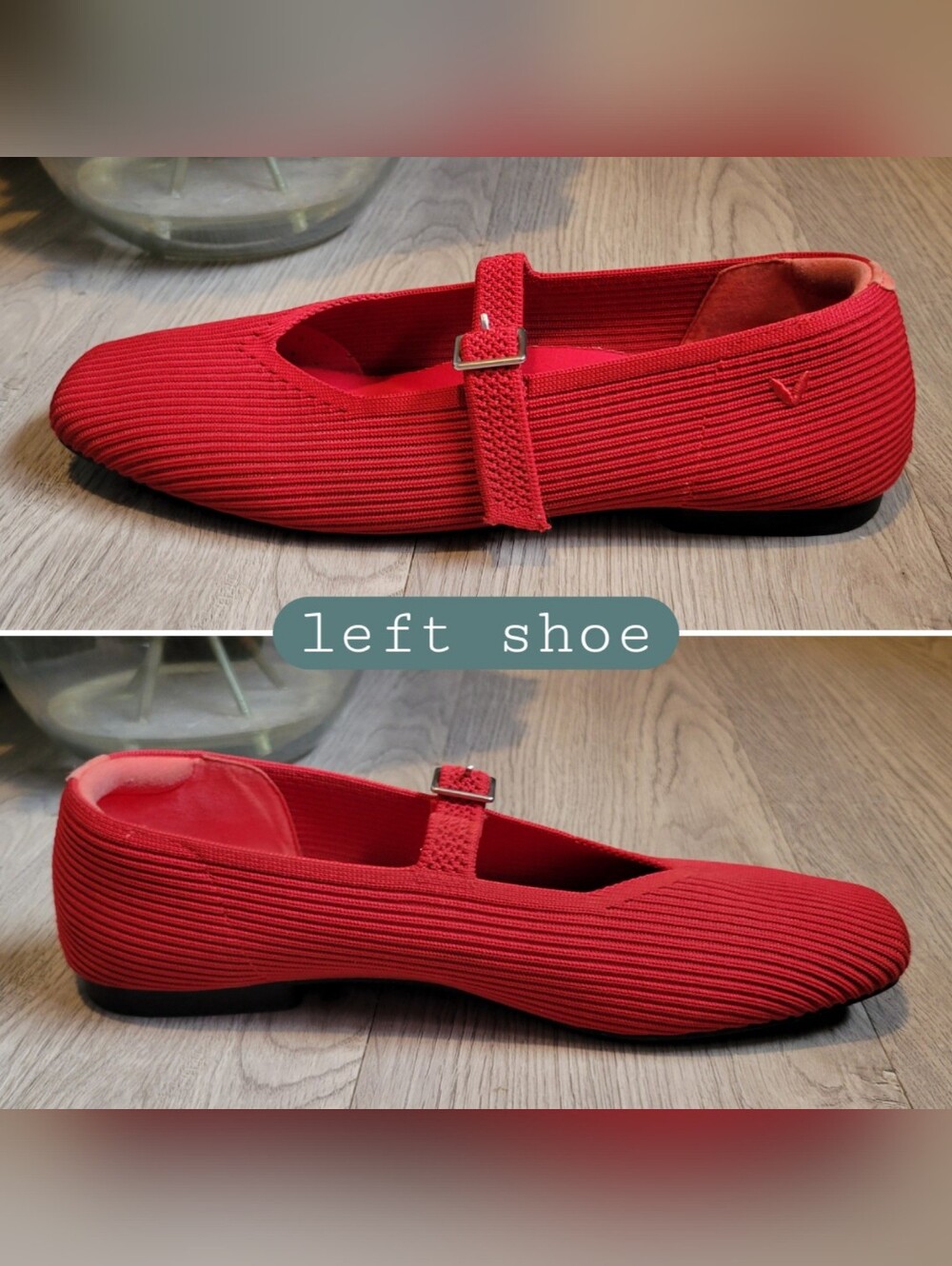 Vivaia Mary Jane Buckle Square-Toe V-Cut Red Flats, Women's US 8 EU 39 - Picture 9 of 16